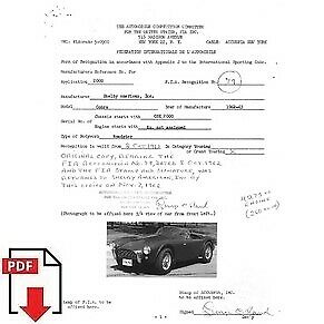 1962 Shelby Cobra 351ci FIA homologation form download